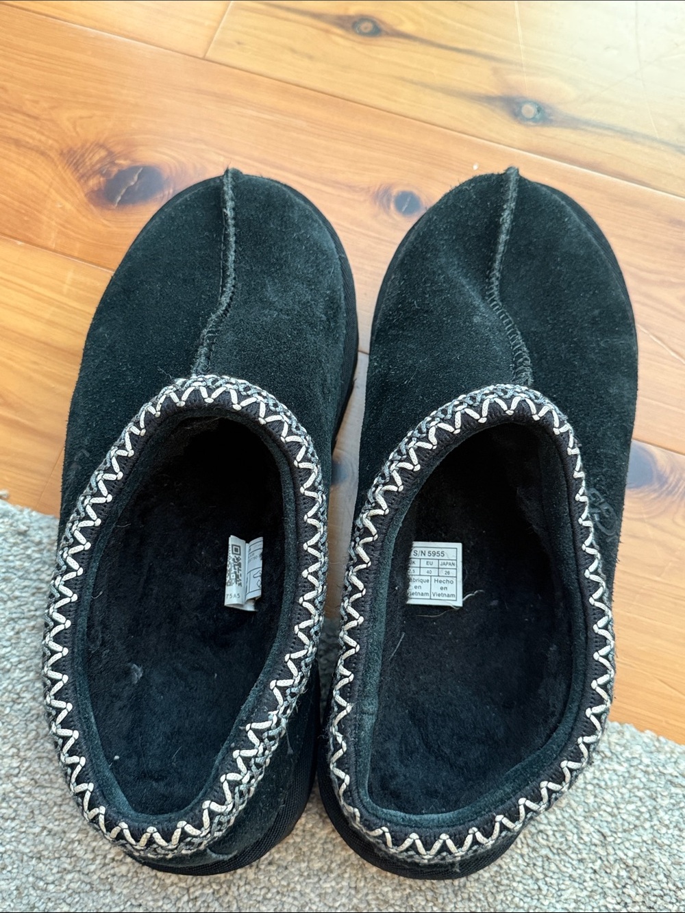 UGG Black Tasman size 9 Suede Slip-On Clog with Contrast Woven Collar - Picture 10 of 16